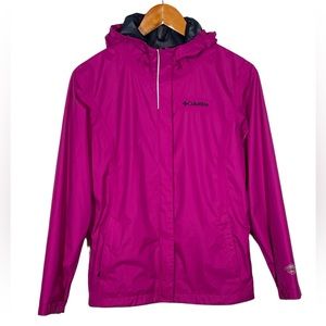 COLUMBIA Girl's Hooded Omni-Tech Light Weight Jacket - Large Magenta